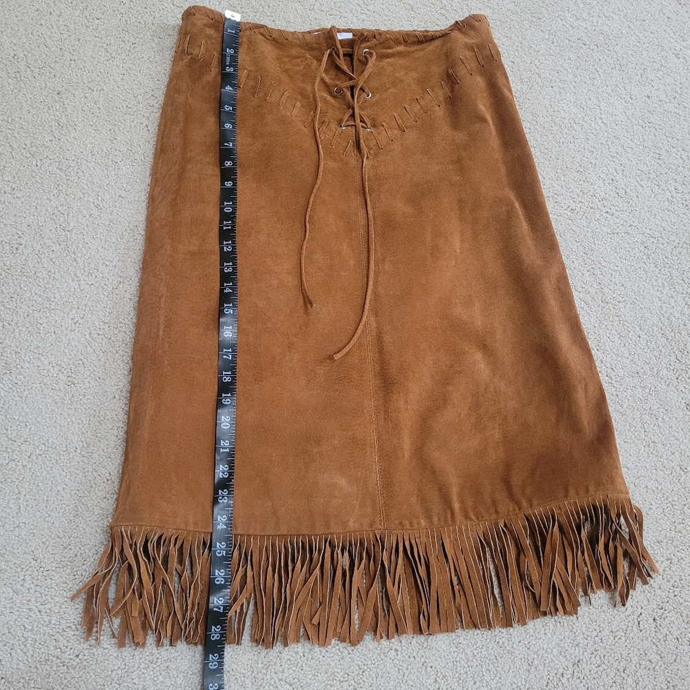 The Keenan Leather Company Suede Fringe Skirt Size EU 38 US 6 Brown Midi - Picture 4 of 8